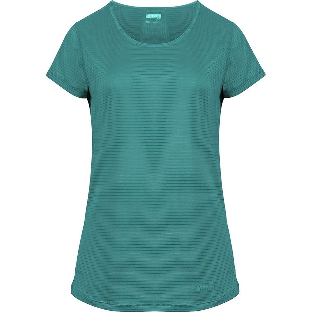 Marmot Aero Short Sleeve Running Hiking Activewear Shirt Teal Green Womens Large